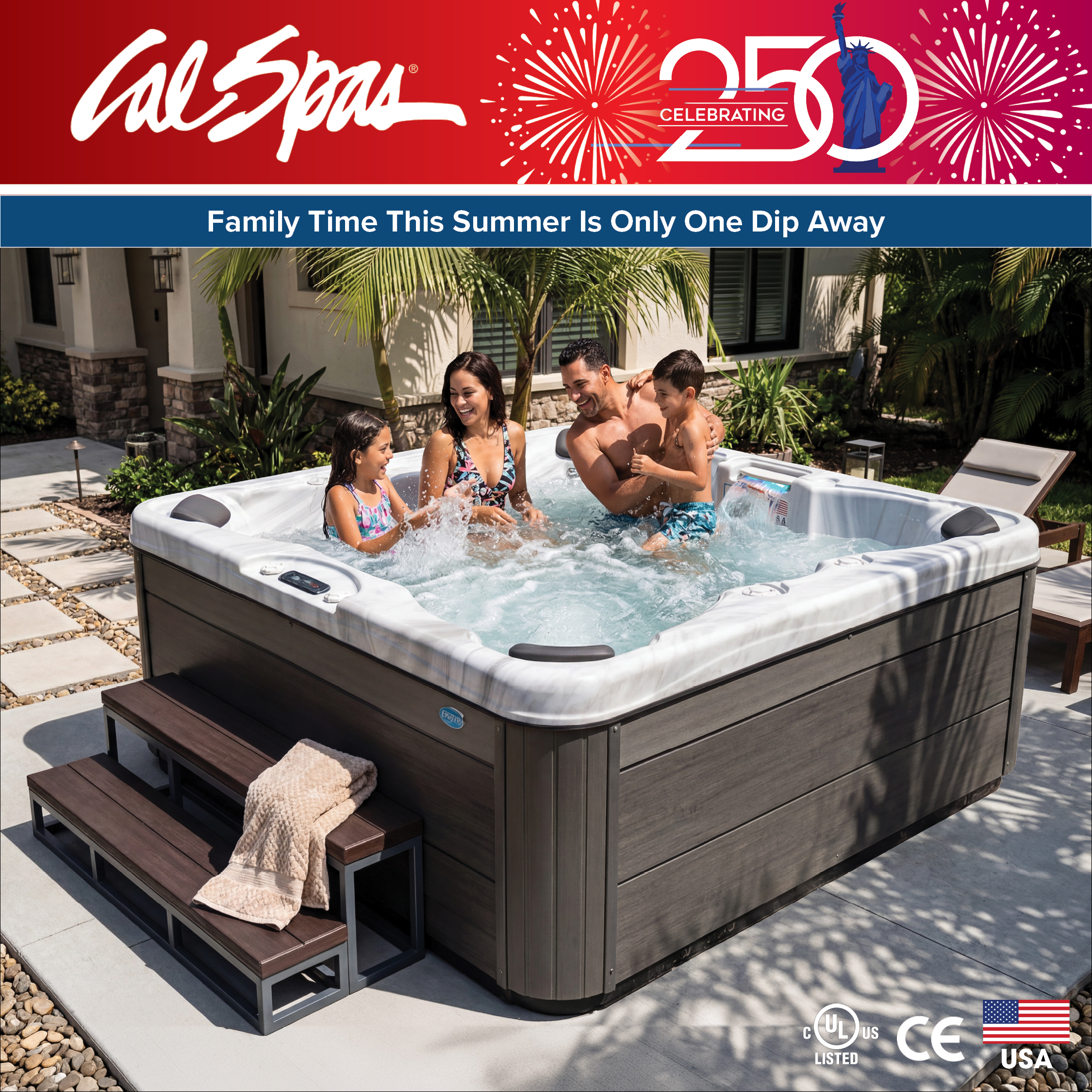 Calspas hot tub being used in a family setting - Nashua